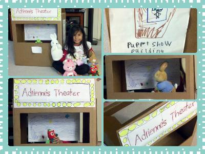 Adrienne's Puppet Show Theater Box - Fun from a Cardboard Box - Collage